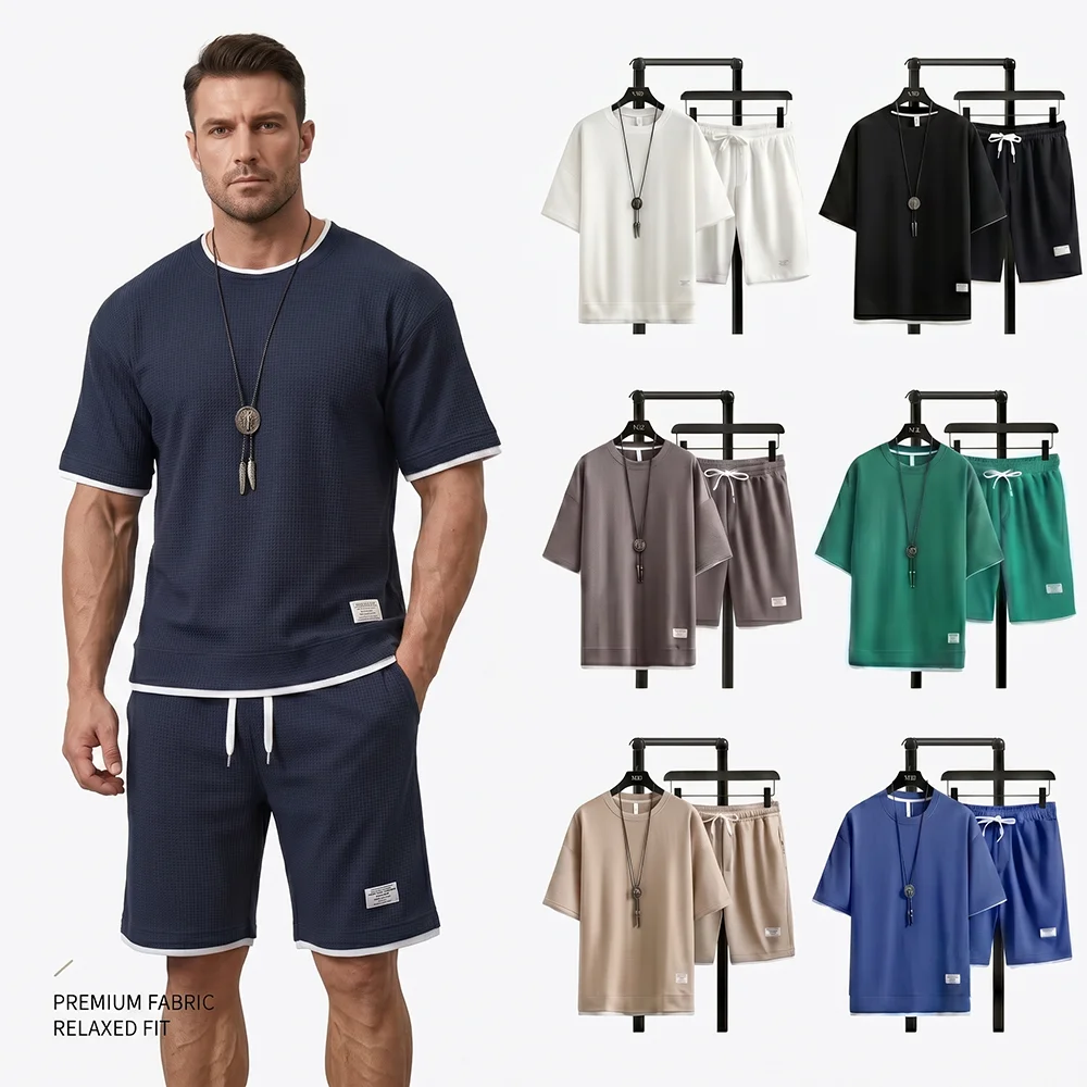 Summer Clothing Haul - Zomer heren waffle gebreide trainingspak oversized