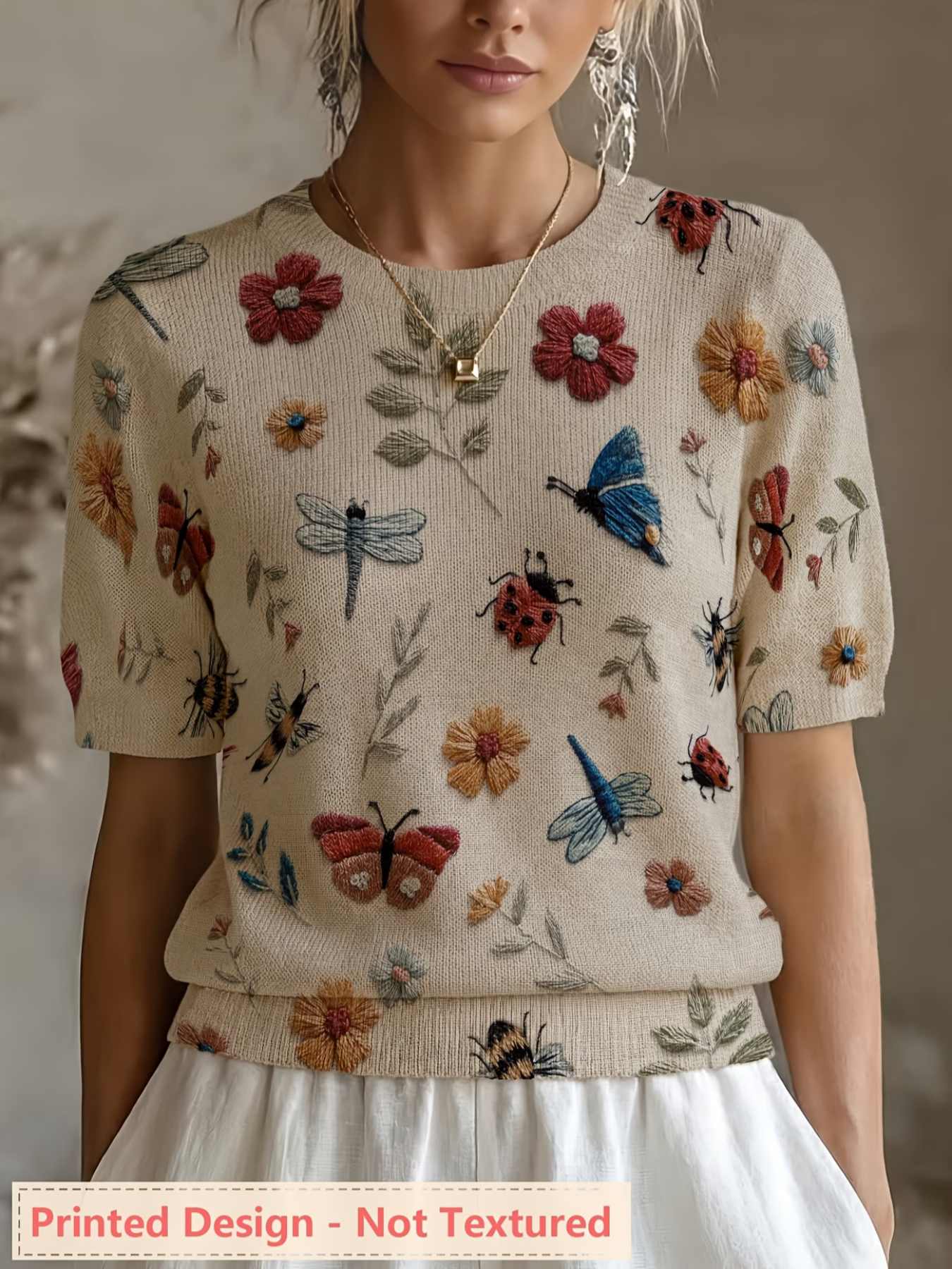 Summer Clothing Yarn - Bedrukt ontwerp - Niet-getextureerd Lente/zomermode Nieuwe