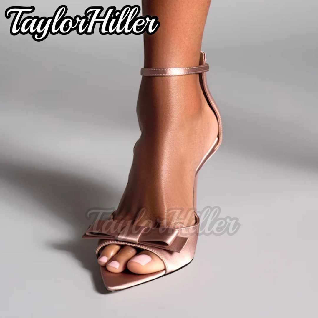 Summer Clothing Items - Zachte Roze Vlinder-Knoop Hoge Hakken Satijn