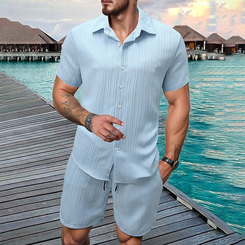 Summer Clothing Haul - 2026 Nieuwe Heren Verticale Kreukel Lapel